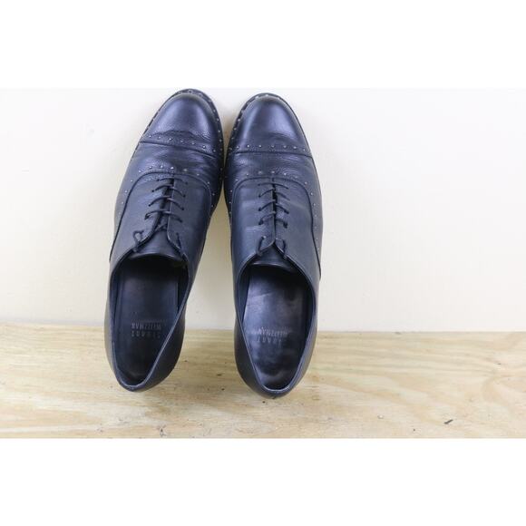 Stuart Weitzman Shoes Womens 8M Black Leather Oxfords Studs Trim Derby Spain - Picture 4 of 10
